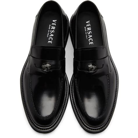 black medusa leather loafer versace|gianni versace men's slip ons.